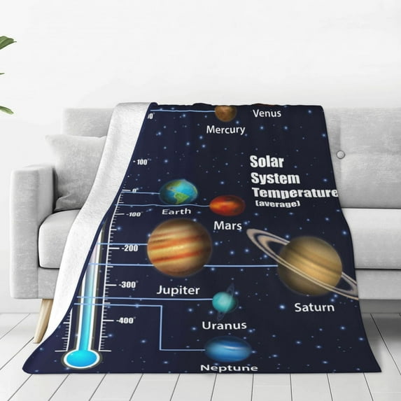 Honeii Solar System Temperatures Diagram Print Fleece Blanket - Throw Blanket for Bed, Sofa, Couch, Camping, and Travel , Microplush Ultra Soft Warm Blanket-50"x40"