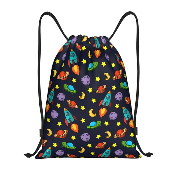 Honeii Space D Print Drawstring Backpack,Drawstring Bags String Backpack Gym Cinch Sack Backpack Sport Bag Draw-Small