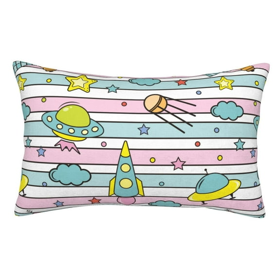 Honeii Space Doodle Print Pillow Cases,Plush Throw Pillow Covers,Decorative Pillowcase for Sofa, Couch, Living Room-16"x24"