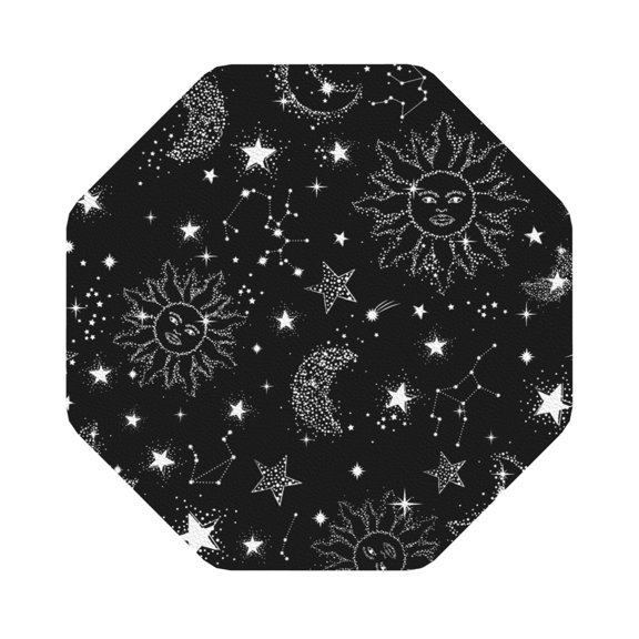 Honeii Space Galaxy Print Leather Coaster Set of 6, Ideal for Safeguarding Your Furniture from Drinks Spills and Effortless Cleanup,Octagon