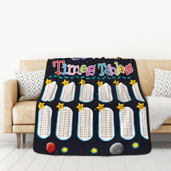 Honeii Space Math Times Tables for Throw Blanket for Couch - Thick Blanket, Soft Fuzzy Plush Throw Blanket for All Seasons, Double Sided Blanket,50x60 In