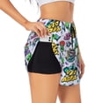 thumbnail image 1 of Honeii Space Monster print a double-layered women's running short, ideal for gym, tennis, and various activities, complete with a practical pocket-Small, 1 of 7