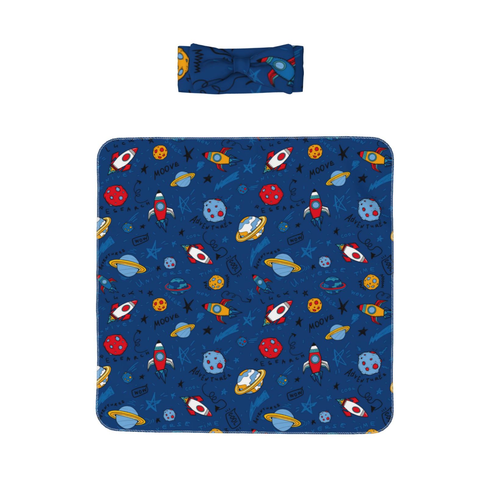 Honeii Space Pattern Newborn Receiving Blanket Headband Set, Baby