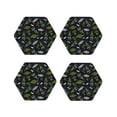 thumbnail image 1 of Honeii Space Rockets print Leather Coaster Set of 4, ideal for safeguarding your furniture from drinks spills and effortless cleanup-Hexagon, 1 of 6
