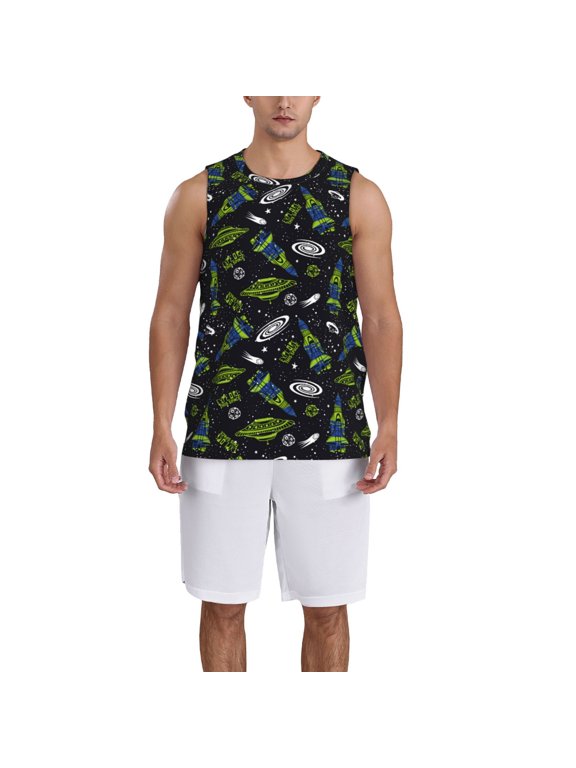 Space Rockets print basktball shirt for men and women, Unisex basketball jersey for Theme party-Medium