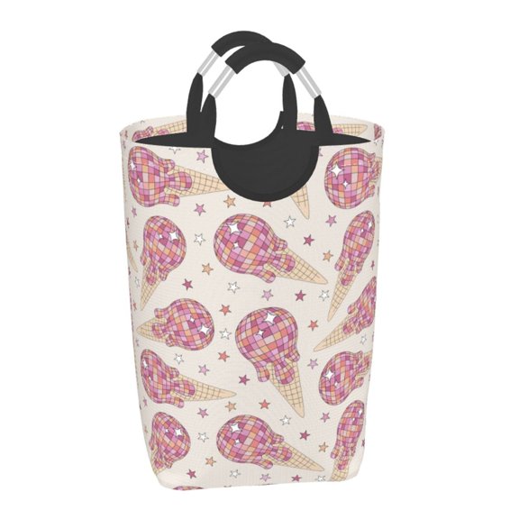 Honeii Sparkling Ice Cream Print Laundry Hamper Collapsible Laundry Baskets, Freestanding Waterproof Clothes Hamper with Easy Carry Handles