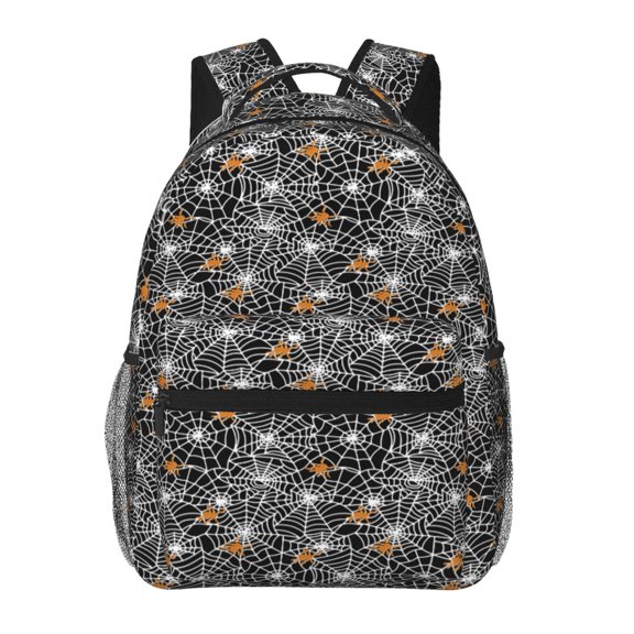 Honeii Spider Cobweb Print Backpack for Both Men and Women, Basic Bookbag for College, Work, or Travel,Rucksack Computer Bag-One Size