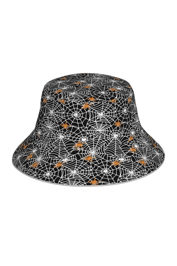 Spider Cobweb for Unisex Bucket Hat Waterproof Rain Hat Reversible Shiny Rave Bucket Hat for Concert Festival Boonie Cap