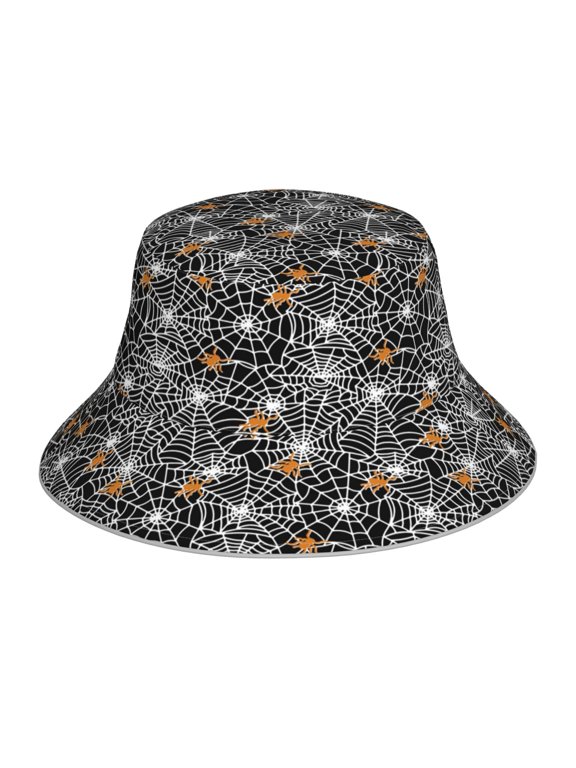 Spider Cobweb for Unisex Bucket Hat Waterproof Rain Hat Reversible Shiny Rave Bucket Hat for Concert Festival Boonie Cap