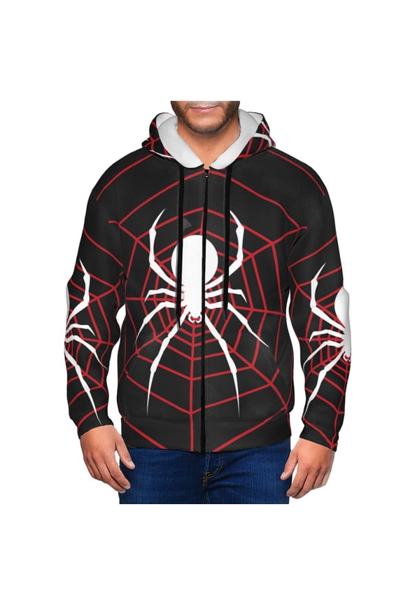 Spider On The Web Print Hoodies for Men, Pullover & Full Zip, Breathable Zip up Hoodie, Sweatshirt-