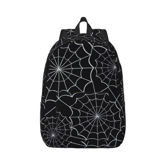 Honeii Spider Web Black Print Canvas College Laptop Backpack, Durable Rucksack Travel Notebook Bag School Backpack Book Bag for Men Women-