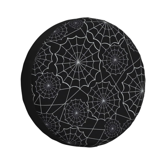Honeii Spider Web Black Print Tire Covers, Waterproof Anti-UV Sun Snow Rain Tire Covers for Trailers, RV, Camper, SUV, Truck-17 inch