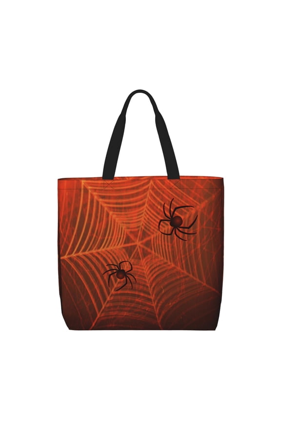 Spider Web Print Tote Bag, Reusable Grocery Shopping Bag,Shoulder Bag with Inner Pocket