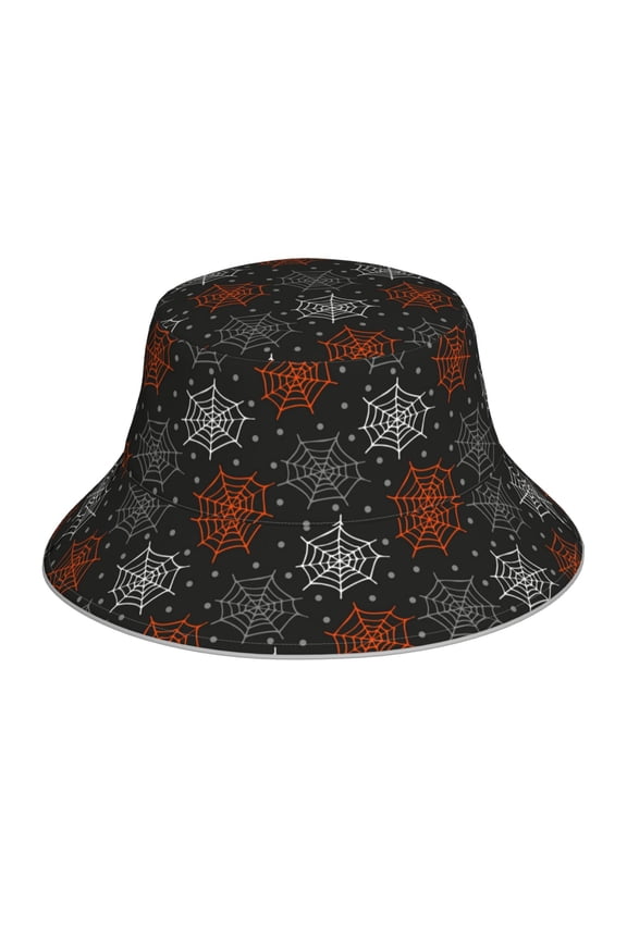 Spider Web for Unisex Bucket Hat Waterproof Rain Hat Reversible Shiny Rave Bucket Hat for Concert Festival Boonie Cap
