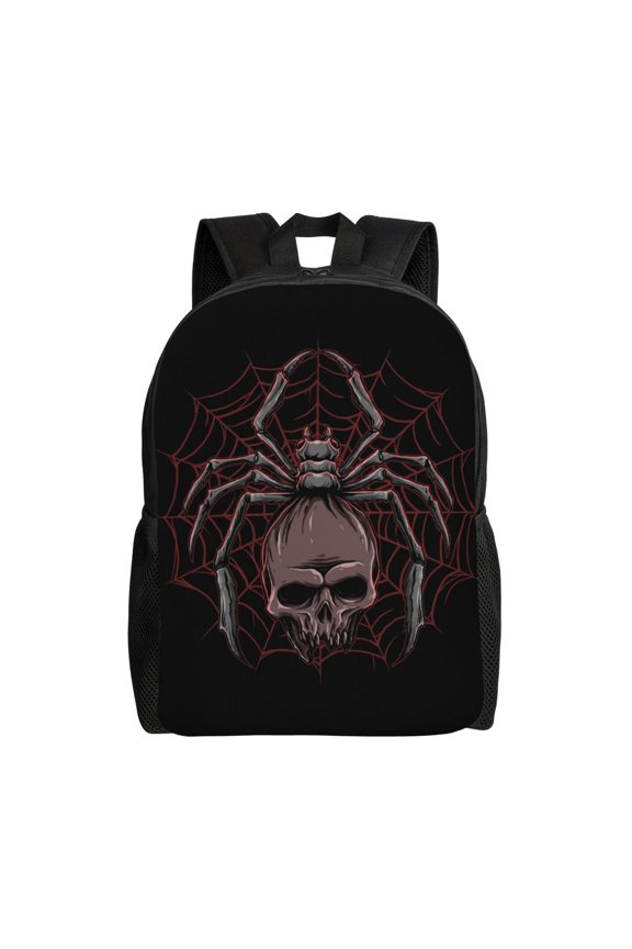 Spider with Skull Print Laptop Backpack for Work, College, Travel, Daily Backpacks for Men Women, Sport Rucksack,Computer Bag