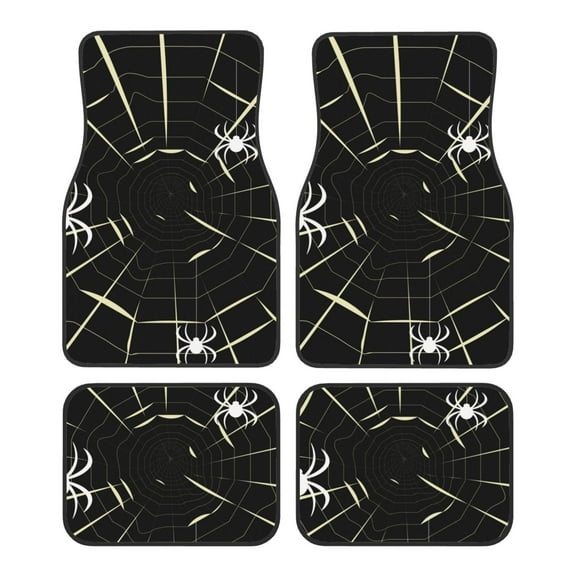 Honeii Spiders On The Web Print Car Foot Mat Four-Piece Set - Front & Rear Universal Car Floor Mats for SUVs, Trucks, Sedans