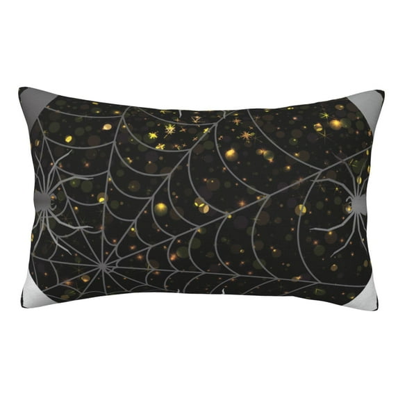 Honeii Spiderweb Bats And A Spider Print Pillow Cases,Plush Throw Pillow Covers,Decorative Pillowcase for Sofa, Couch, Living Room-16"x24"
