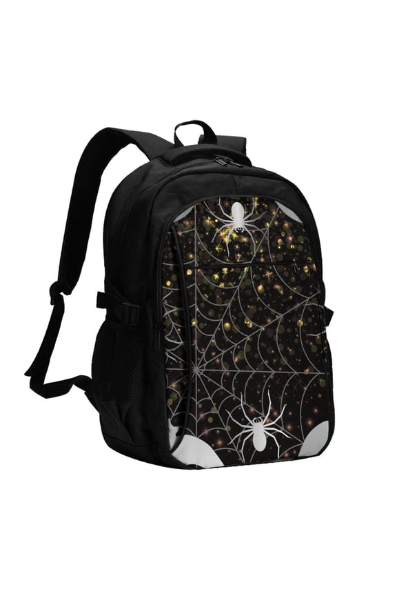Spiderweb Bats And A Spider for Travel Laptop Backpack, Business Laptops Backpack with USB Charging Port, College High School Computer Bag for Men Women