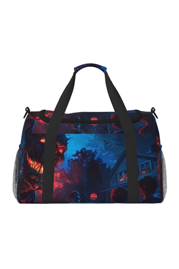 Spooky Halloween Night Scene Print Gym Bag,Carry on Weekender Overnight Bag, Travel Duffel Bags, Personal Item Travel Bag,Tote Bag,Workout Dance Bag