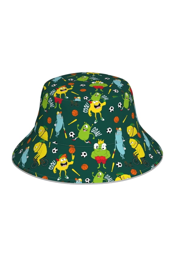 Sport Monster for Unisex Bucket Hat Waterproof Rain Hat Reversible Shiny Rave Bucket Hat for Concert Festival Boonie Cap