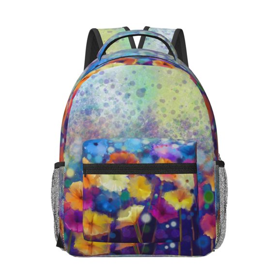 Honeii Spring Flower Seasonal Print Backpack for School,15.6 inch Laptop Back Pack for High School and College Students, Waterproof Computer Bookbag-One Size