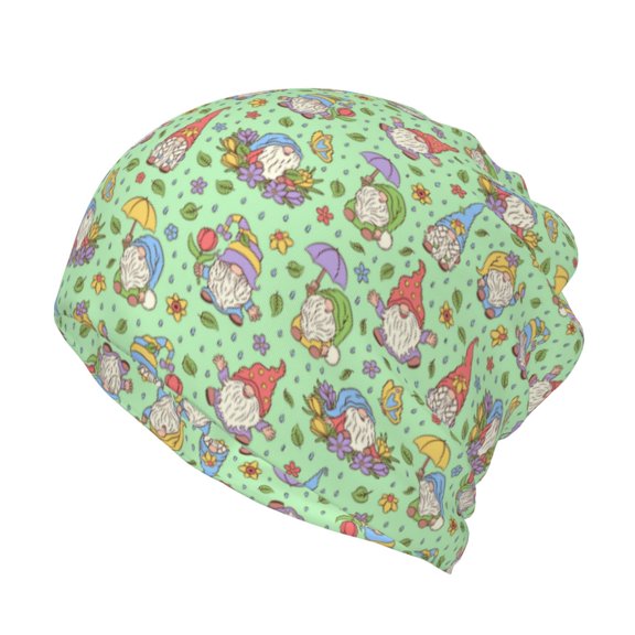 Honeii Spring Gnomes Print Winter Beanie Daily Hat - Thermal Polar Fleece Ski Running Hat Skull Cap for Men and Women,Beanie