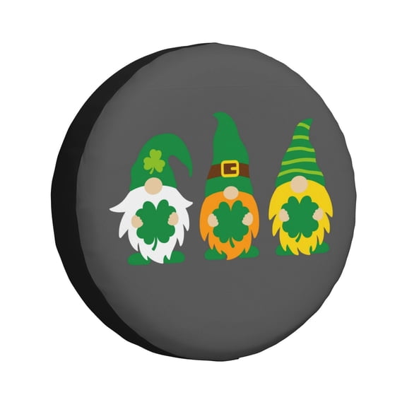 Honeii Spring St Patrick’S Day Irish Gnomes Print Tire Covers, Waterproof Anti-UV Sun Snow Rain Tire Covers for Trailers, RV, Camper, SUV, Truck-17 inch