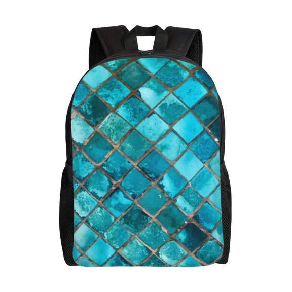 Honeii Square Glass Mosaic Print Laptop Backpack for Work, College, Travel, Daily Backpacks for Men Women, Sport Rucksack,Computer Bag
