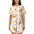 thumbnail image 1 of Honeii Squirrel Maple Leaves And Nuts for Women's Summer Pajama Set featuring Soft Short Sleeve Shirt & Matching Bottoms with Convenient Pockets for Relaxed Home Wear-X-Large, 1 of 6