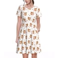 thumbnail image 1 of Honeii Squirrel And Rose Print Women’s Short Sleeve Dress, Comfortable Casual Dress, Soft Polyester Spandex Blend, Stylish Everyday Wear for Summer, Perfect for Travel and Vacation, 1 of 6