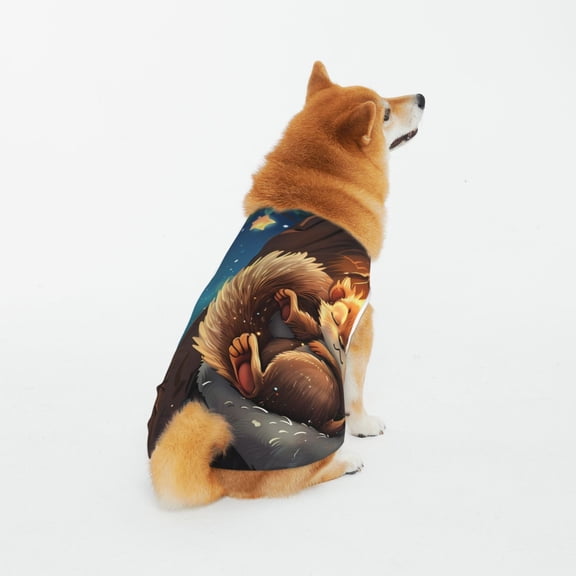 Honeii Squirrel Sleeping In Tree Pattern 100% Cotton Dog Clothes Dog Costumes Doggie Shirts Puppy Shirt Pet Vest Tank Top Cat Tee-4X-Large