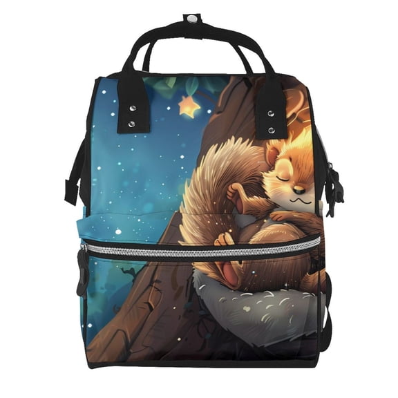 Honeii Squirrel Sleeping In Tree Pattern Mummy Diaper Bag Backpack Durable Maternity Baby Nappy Casual Shoulder Bags Travel Hiking Outdoor Pack