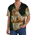 thumbnail image 1 of Honeii Squirrels Eating Peanuts On The Tree for Men's Short-Sleeved Button-Up Collared Shirt Featuring A Pocket, Perfect for Beach Vacations, And Travel Adventures.-X-Large, 1 of 5