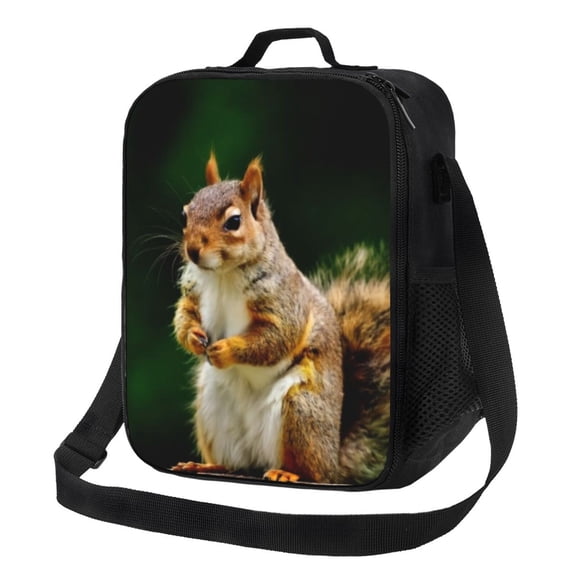 Honeii Squirrels Eating Peanuts On The Tree Print Insulated Lunch Bag, Reusable Lunch Box for Adult, Leakproof Cooler Bag for Work Office Travel Picnic