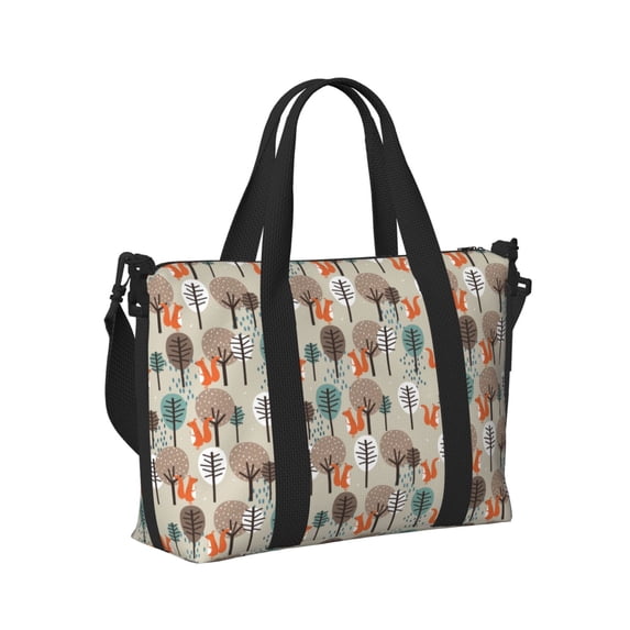 Honeii Squirrels and Trees Print Hand Travel Bag,Travel Duffle Bag, Waterproof Weekender Bag,Carry On Tote Bags,Weekender Tote Bag,for Weekend and Business Travel