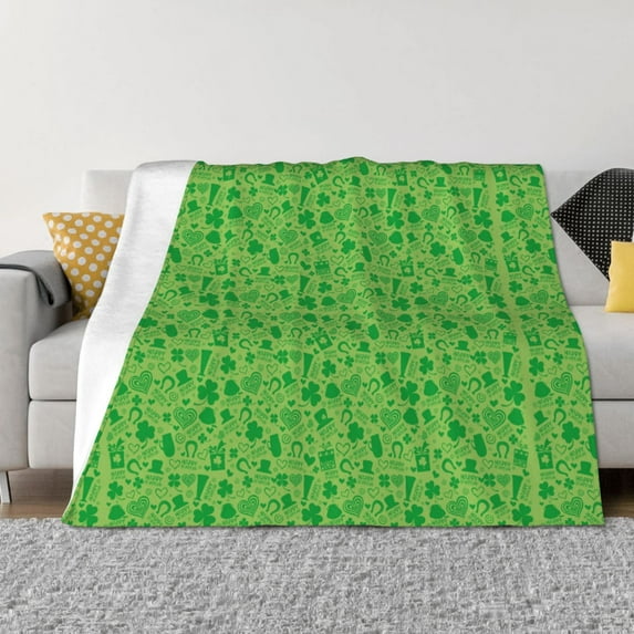 Honeii St Patrick's Day print throw blanket, crafted from cozy cotton flannel, offers versatile home decor as a bedding suitable for all seasons.-60"x50"