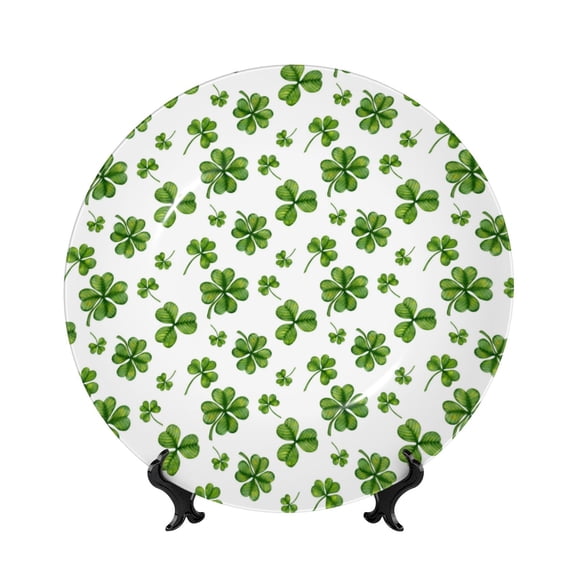 Honeii St. Patrick's day Print Elegant Bone China Decorative Plate, Porcelain Plate,Art Crafts,Ceramic Ornaments for Home Office Wall Decor-6in
