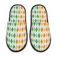 thumbnail image 1 of Honeii St. Patrick's day argyle Print Furry Slippers Bedroom Slippers for Women and Men Fuzzy Plush Comfy Faux Fur Lined Slide Shoes -Medium, 1 of 8
