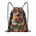 thumbnail image 1 of Honeii Stained Glass Floral Cake Print Drawstring Backpack,Drawstring Bags String Backpack Gym Cinch Sack Backpack Sport Bag Draw-Small, 1 of 6