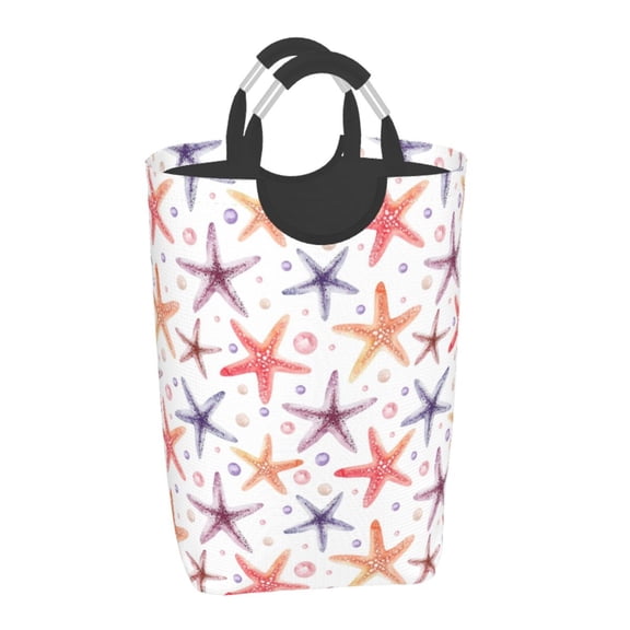 Honeii Starfish 1 Print Laundry Hamper Collapsible Laundry Baskets, Freestanding Waterproof Clothes Hamper with Easy Carry Handles