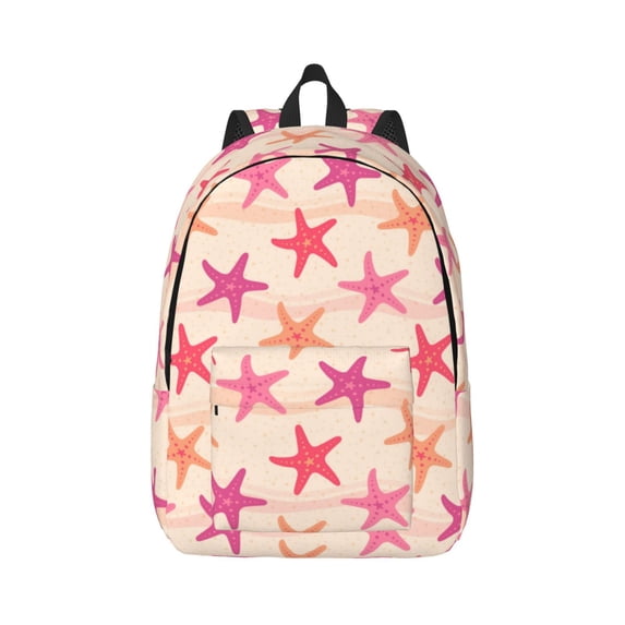 Honeii Starfish Print Canvas College Laptop Backpack, Durable Rucksack Travel Notebook Bag School Backpack Book Bag for Men Women-Medium