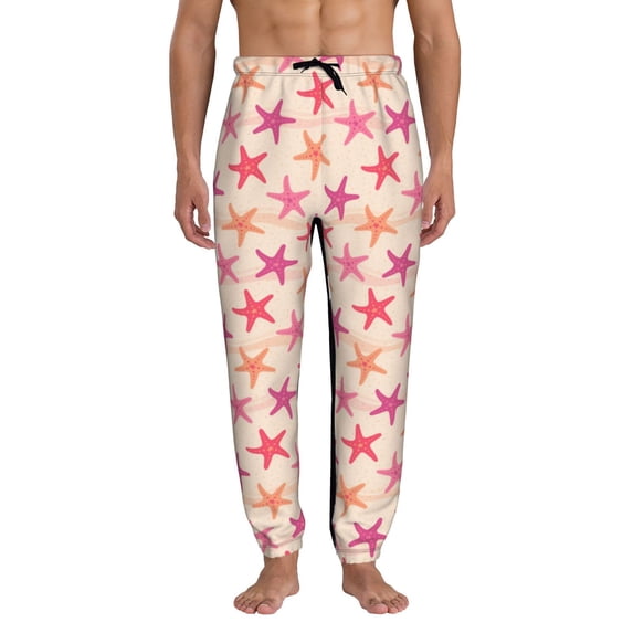 Honeii Starfish Print Mens Jogger Sweatpants, Men's Lounge Pants with Pockets-