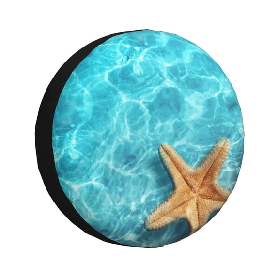 Honeii Starfish And Seashell On The Beach 1 Print Tire Covers, Waterproof Anti-UV Sun Snow Rain Tire Covers for Trailers, RV, Camper, SUV, Truck-