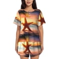 thumbnail image 1 of Honeii Starfish Sunset Sea Beach for Women's Summer Pajama Set featuring Soft Short Sleeve Shirt & Matching Bottoms with Convenient Pockets for Relaxed Home Wear-X-Large, 1 of 6