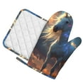 thumbnail image 1 of Honeii Starry Light White Horse patten Oven Mitts and Pot Holders Sets, Baker Oven Mitts, Mittens for Kitchen Decor, Baking Lover over Gloves Gifts, 1 of 7
