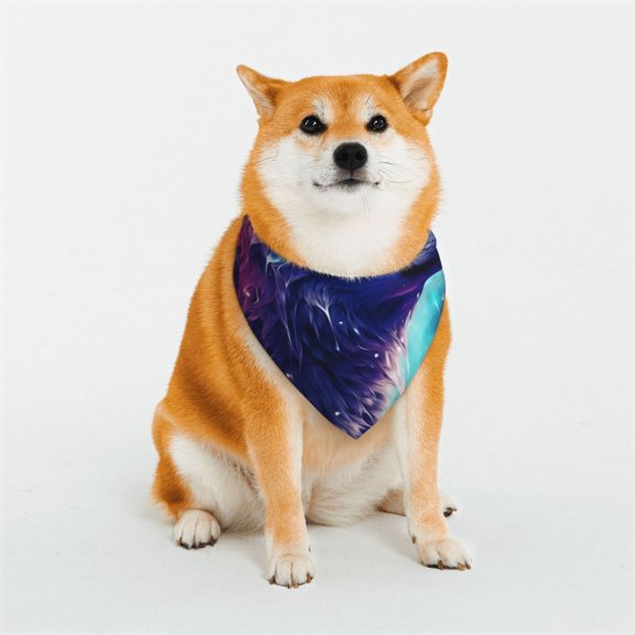 Honeii Starry Multicolored Wolf Print Pet Scarf Dog Bandanas for Dogs Triangle Dog Scarfs,Bandana Pet Cute Scarf Bibs for Small Medium Dogs and Cat-Large