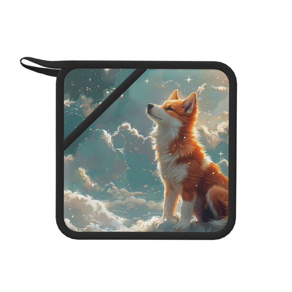 Honeii Starry Sky Cloud Fox for Silicone Trivets for Hot Pots and Pans -Trivet Mat - Heat Resistant Silicone Trivet - Hot Plate Mats