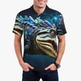 thumbnail image 1 of Honeii Starry Sky Colorful Crocodile print Polo Shirt, a classic short-sleeved, button-down golf shirt designed for men, 1 of 6