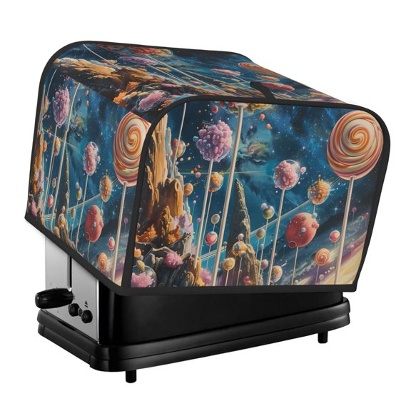 Honeii Starry Sky Planet Lollipop Print 4 slice Toaster Cover, Two Slice Toaster Dust-proof Cover For Kitchen Small Appliance and Fingerprint Protection
