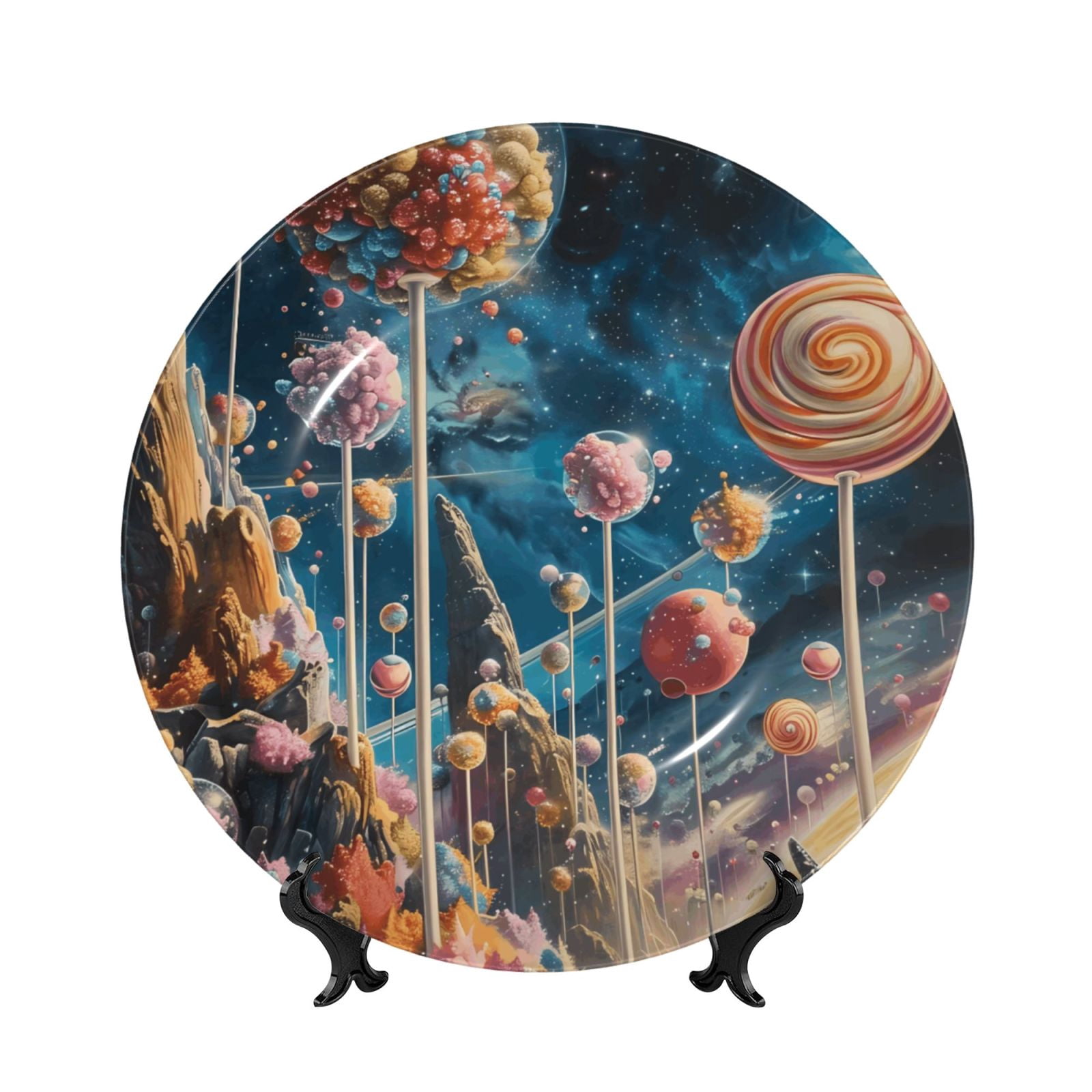 Honeii Starry Sky Planet Lollipop Print Elegant Bone China Decorative ...